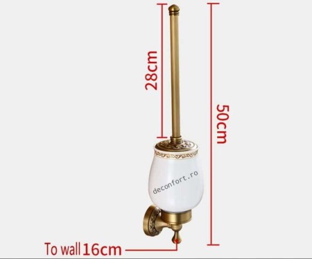 Perie wc retro PRATO pahar ceramica suport perete antichizat [2]
