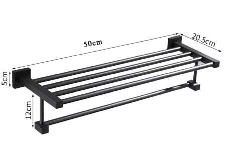 Raft baie negru MAT cu suport prosop [3]