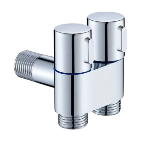 Set dus complet echipat - Robinet coltar cromat doua iesiri apa rece