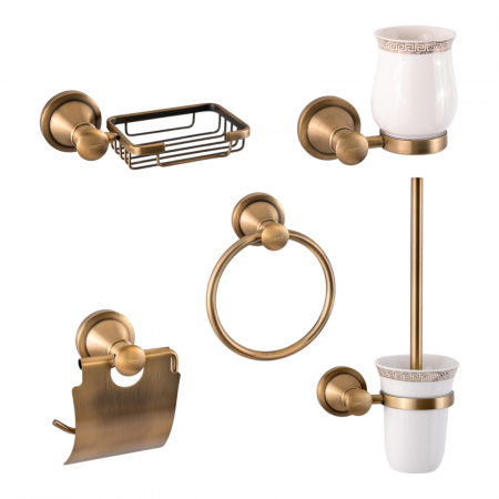 Accesorii baie cromate - Set accesorii baie 5 piese aspect retro elemente ceramica