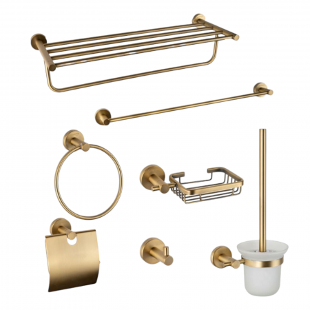 Accesorii baie cromate - Set accesorii baie 7 piese antichizate retro - Hellen