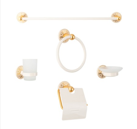 Set accesorii baie auriu alb AGS 5 piese [1]