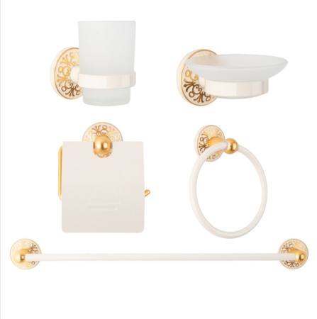 Set accesorii baie auriu alb AGS 5 piese