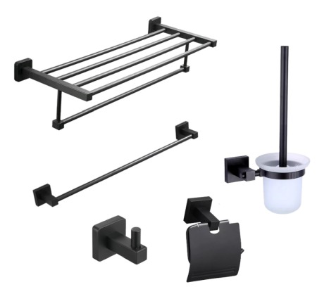Accesorii baie cromate - Set accesorii baie negru MAT 5 piese