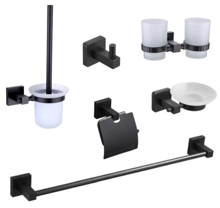 Set accesorii baie negru MAT 6 piese