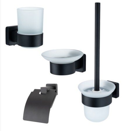 Accesorii baie cromate - Set accesorii baie negru mat AGS5