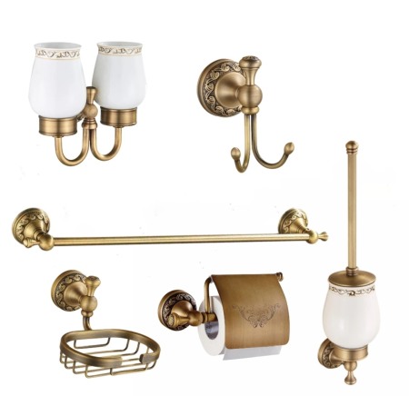 Set accesorii baie PRATO antichizat retro pahar ceramica 6 piese