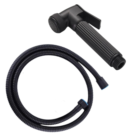 Dus baie complet - Set dus alama negru metalic pentru bideu - 2 piese