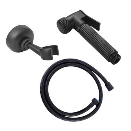 Dus baie complet - Set dus alama negru metalic pentru bideu - 2 piese