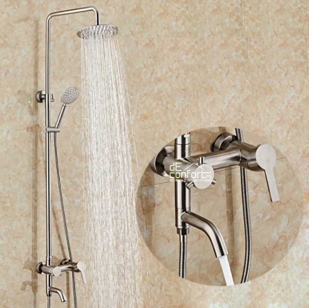 Set dus crom satinat Starke Ring inox trei functii pentru cabina dus [0]