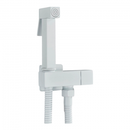 Set dus complet echipat - Set dus igienic alb cu robinet coltar para si furtun