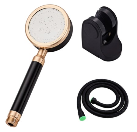 Set dus complet echipat - Set dus negru para microperforatii furtun metalic suport