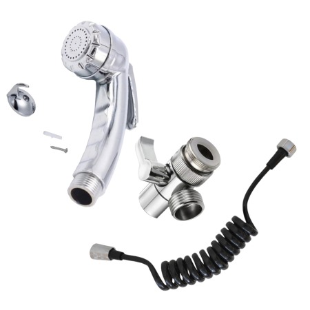 Set dus complet echipat - Set dus rulota 3 piese negru adaptor lavoar