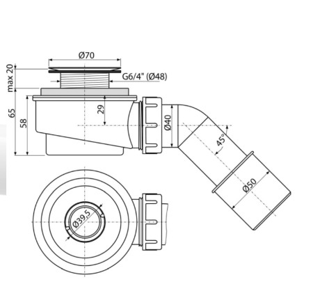 Sifon evacuare apa cadita dus cromata auto curatare fara preaplin evacuare 50mm [1]