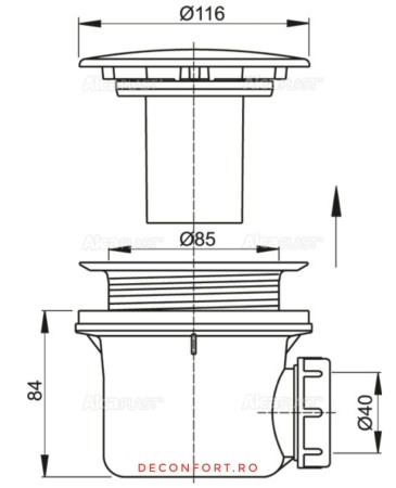 Sifon evacuare cadita dus cromat lucios click-clack scurgere 90mm [1]