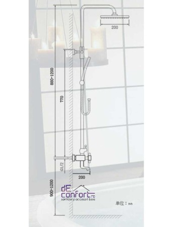 Coloana cabina dus bronz antichizat retro cu trei functii [2]