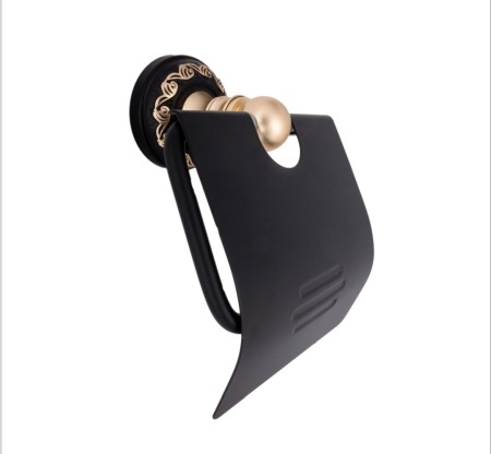 Accesorii baie cromate - Suport antichizat hartie igienica AGS1 negru auriu