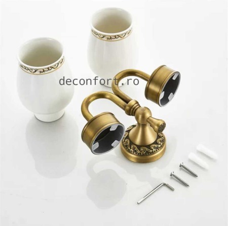 Suport dublu bronz antichizat pahare ceramica PRATO [3]