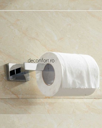 Suport hartie igienica Liner cromat rectangular prindere perete [0]