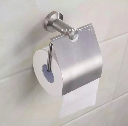 Accesorii baie cromate - Suport hartie toaleta inox periat STEEL clateta rabatabila mata montare baie