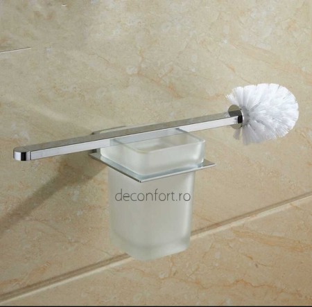 Suport perie wc cromat prindere perete pahar sticla LINER [1]