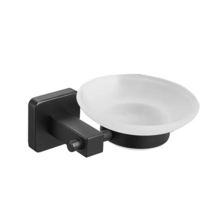 Accesorii baie cromate - Suport periuta negru MAT pahar sticla