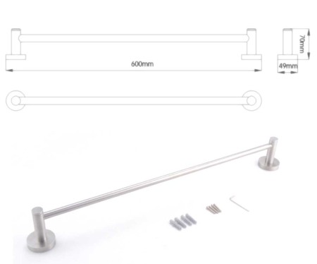 Suport prosop baie inox satinat 60cm bara STEEL prindere stabila perete [2]
