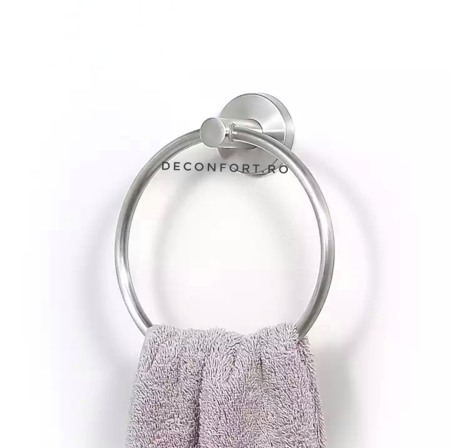 Accesorii baie cromate - Suport prosop baie inox satinat inel STEEL