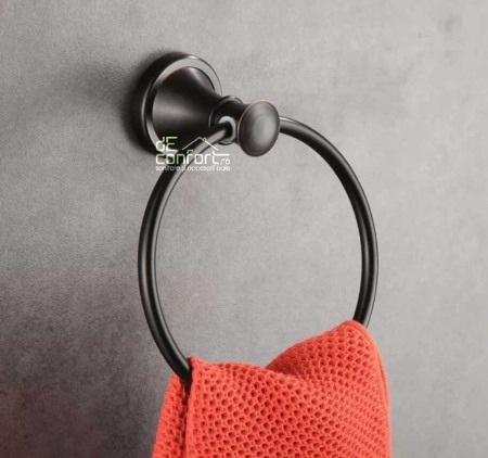 Suport prosop baie rotund aluminiu antichizat culoare neagra Ermetiq [0]