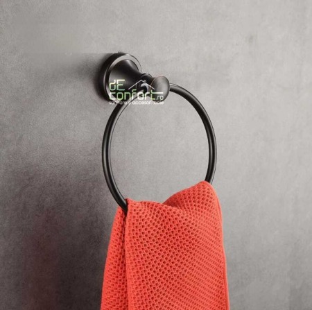 Suport prosop baie rotund aluminiu antichizat culoare neagra Ermetiq [2]