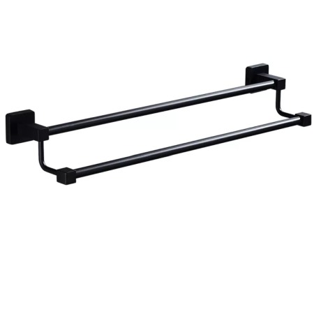 Accesorii baie cromate - Suport prosop dublu 50cm negru MAT