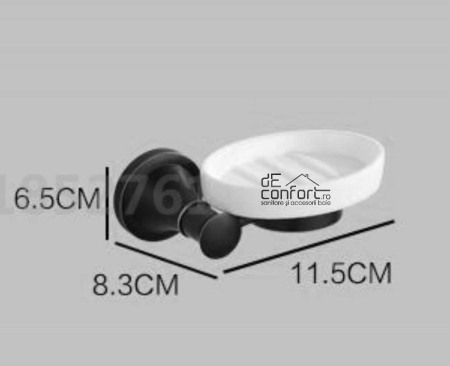 Suport sapun farfuriuta ceramica aspect antichizat negru Ermetiq [2]
