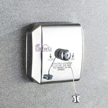 Etajere - Rafturi baie - Uscator suport retractabil pentru rufe cu sfoara 2.5m