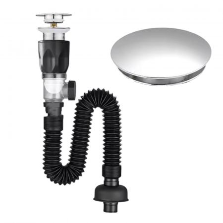Scurgere lavoar - Ventil evacuare lavoar cromat lucios click-clack cu sifon scurgere