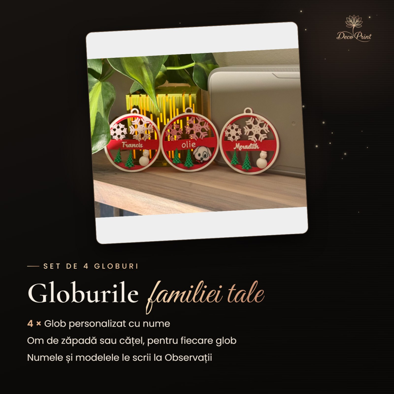 Set 4 globuri de Crăciun personalizate cu nume [2]