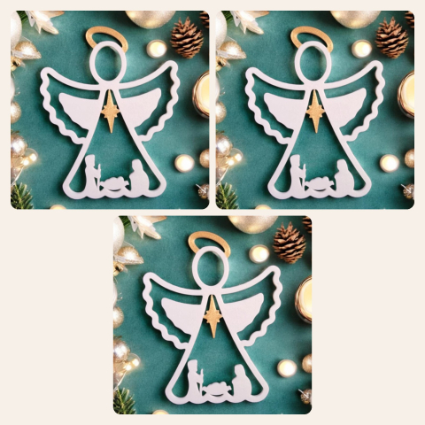 Crăciun - Set 3 decorațiuni de Crăciun cu înger