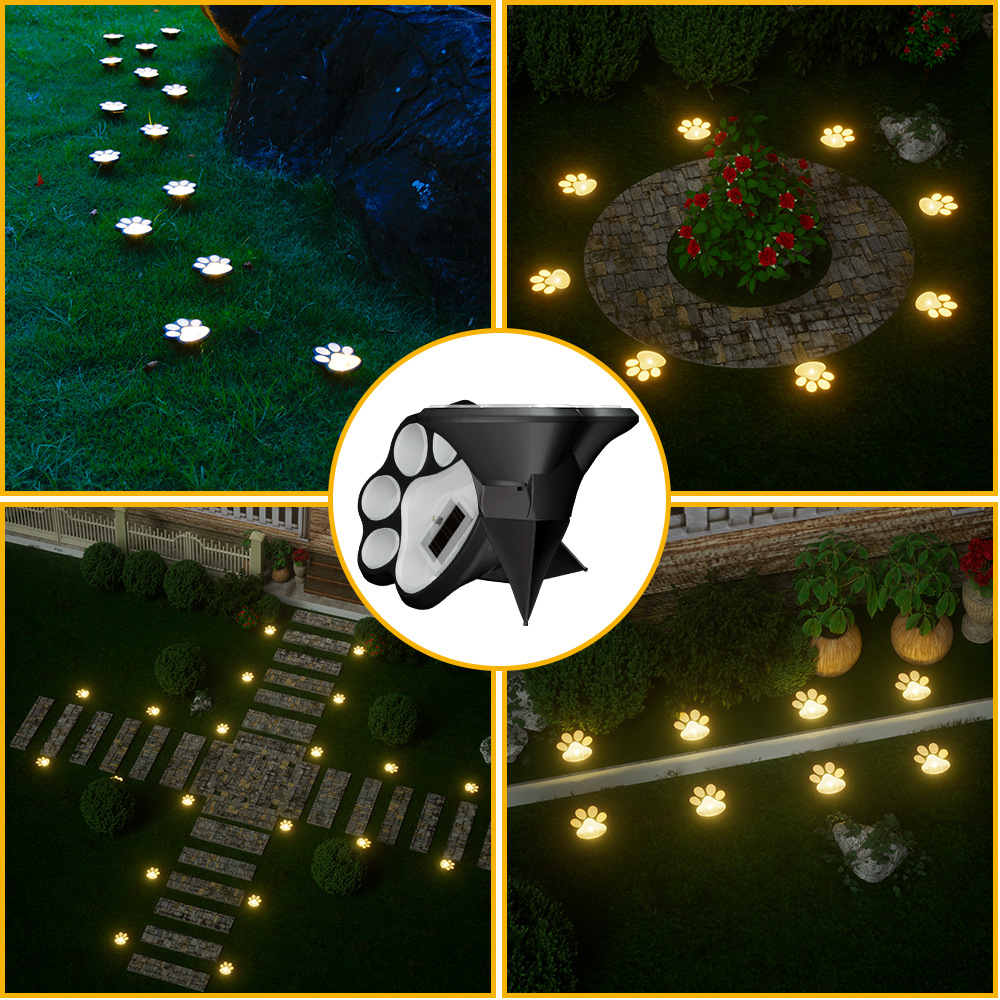 Pachete Promotionale - Lămpi Solare Decorative în Formă de Lăbuță pentru Grădină - Set 2 sau 4 Bucăți, LED Alb Cald