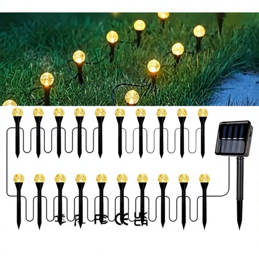 Pachete Promotionale - Set 2 Instalații Solare de Grădină cu 20 Globuri LED 3m, Lumină Caldă sau Multicoloră
