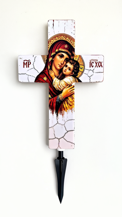 ✝️ Cruce Solara Decorativa LED - Lumina Calda pentru Comemorare si Liniste [10]