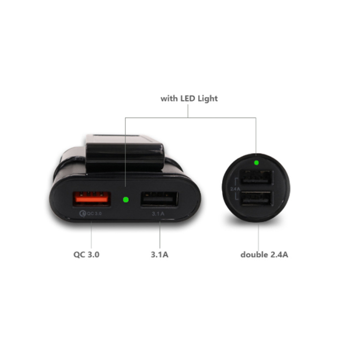 Pachet 1+1 Incarcator auto, 4 in 1, 12v/24 USB QC3.0, 40W, cablu de 1,7 m [9]