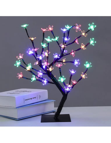 Pachet 2 x Bonsai decorativ cu flori de cires, 28 LED Multicolor [4]