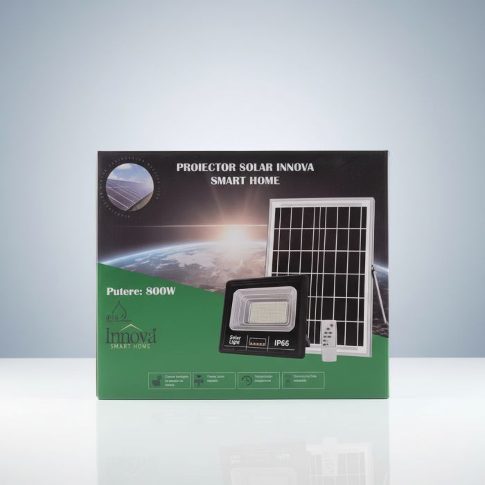 Proiector LED INNOVA 800 W Cu Panou Solar si telecomanda, IP66 + Cadou Surpriza [2]