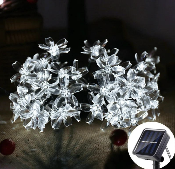 Set 2/4/8 x Instalație Solară pentru Grădină - Flori de Cireș cu 50 LED-uri, Alb Cald [3]