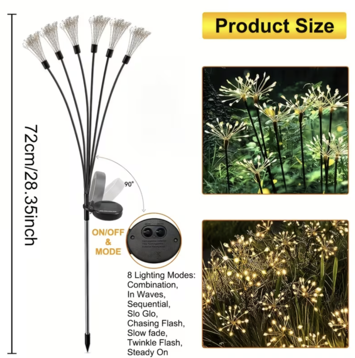 Set 2 Lampi Solare Decorative Tip Papadie, 72 cm, 120 LED-uri, 8 Moduri [5]