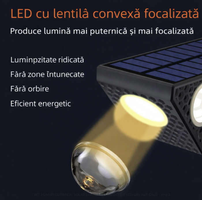 Set 2 Lampi Solare Decorative de Perete , Lumina in 3 Directii , Mullticolor , Alb rece , Alb Cald [3]