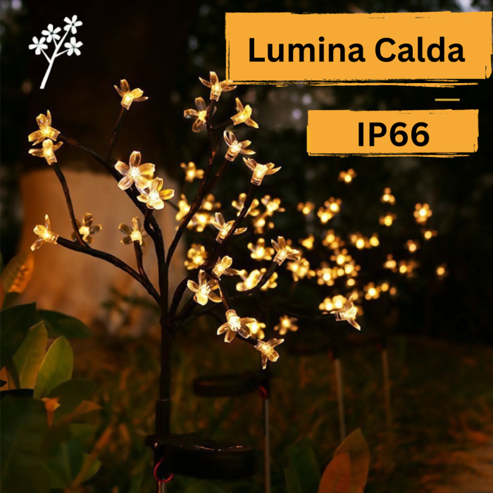 Set 2 lampi solare ramura flori LED 65cm lumina calda/multicolor IP66 [3]