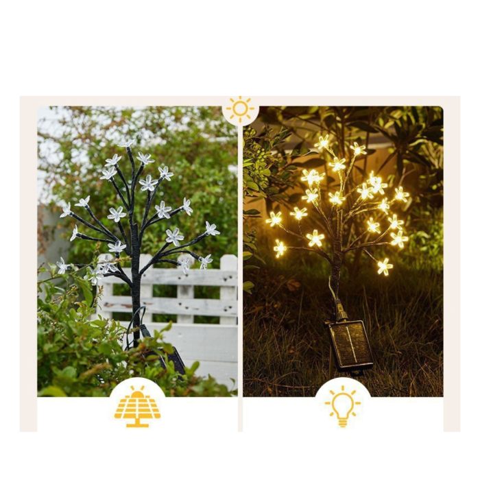 Set 2 lampi solare ramura flori LED 65cm lumina calda/multicolor IP66 [5]