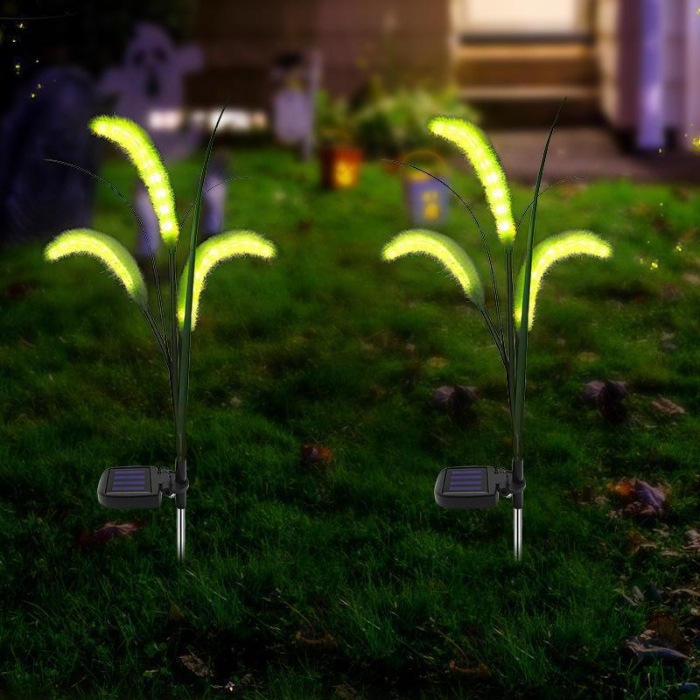Set 2 lampi solare iarba ornamentala verde 80cm LED lumina calda IP66 [6]