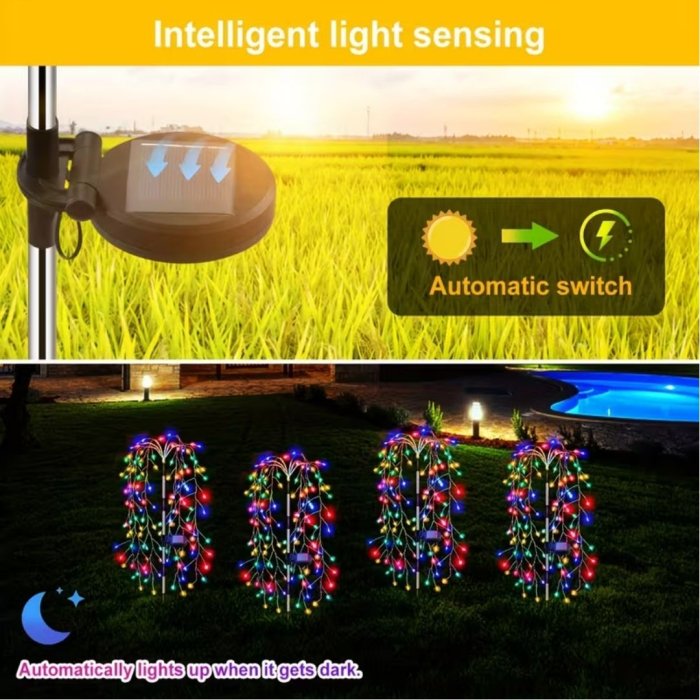 Set 2 Lampi Solare Decorative tip Salcie  pentru Curte si Gradina, 120 LED-uri, Lumina Calda/Rece/Multicolor [4]