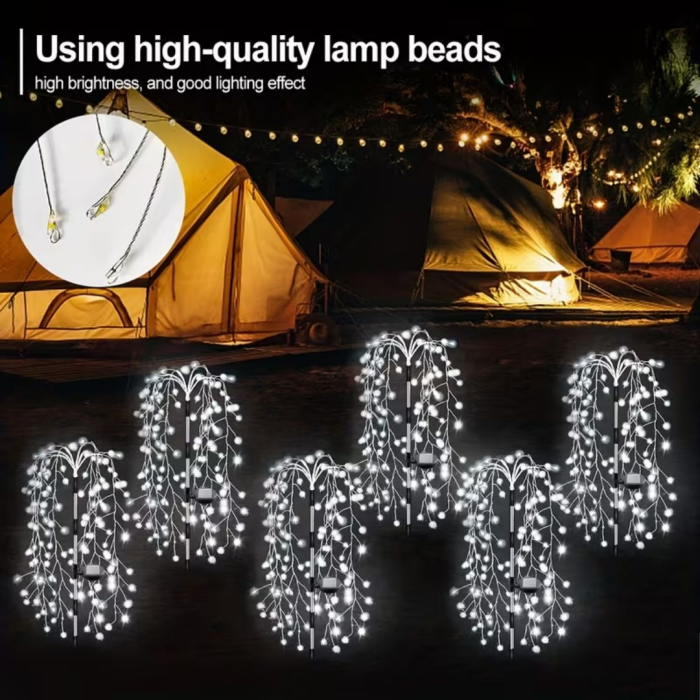 Set 2 Lampi Solare Decorative tip Salcie  pentru Curte si Gradina, 120 LED-uri, Lumina Calda/Rece/Multicolor [9]